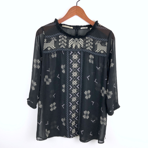Maison Scotch Mademoiselle Sheer Print Top - Picture 1 of 8